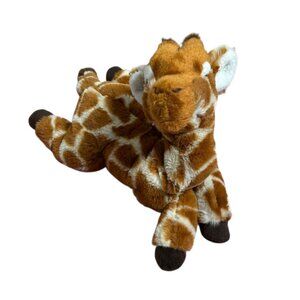 FAO Schwarz Plush Giraffe Toy Soft Stuffed Animal 14" Brown White Spotted Fur